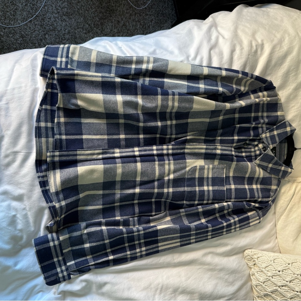 A.P.C. Blue and Cream Plaid Casual Button Down Shirt